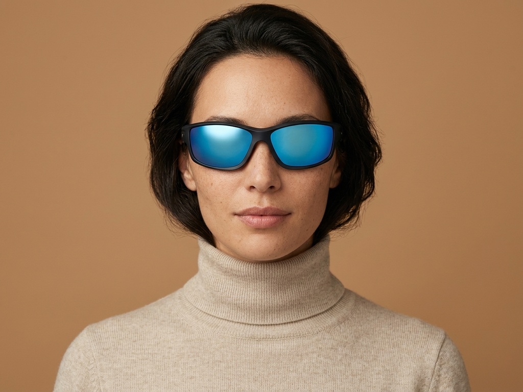 BS0205-0057_Blue_Rectangular_TR90_Sunglasses-tryon_female
