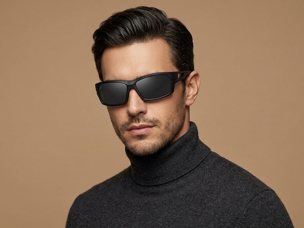 BS0205-0059_Black_Rectangular_TR90_Sunglasses-tryon_male