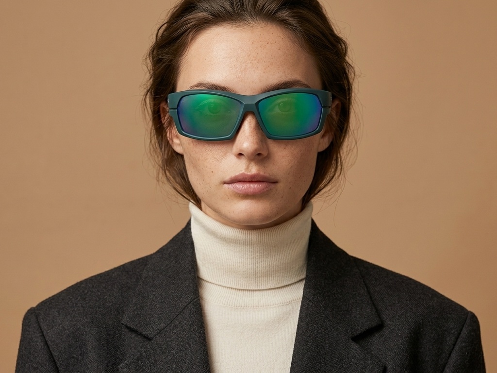 BS0205-0063_Green_Rectangular_TR90_Sunglasses-tryon_female
