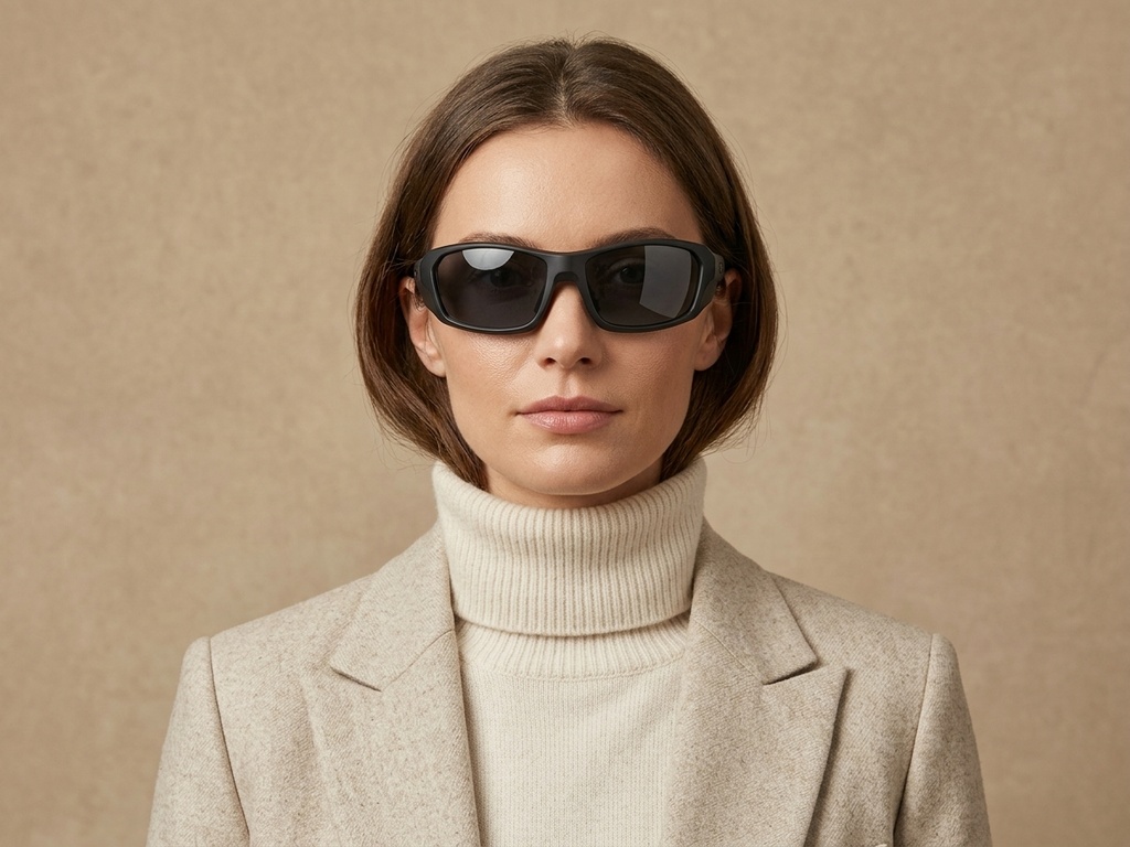 BS0205-0065_Black_Rectangular_TR90_Sunglasses-tryon_female