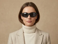 BS0205-0065_Black_Rectangular_TR90_Sunglasses-tryon_female