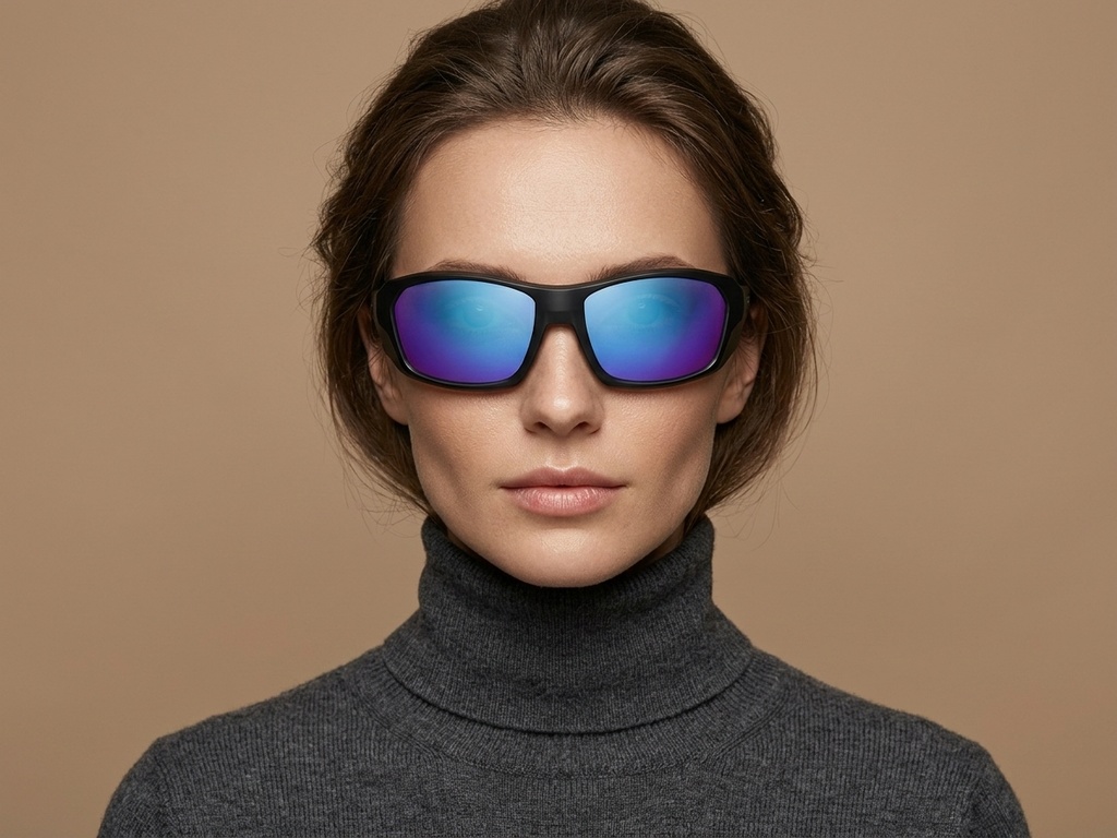 BS0205-0066_Black_Rectangular_TR90_Sunglasses-tryon_female