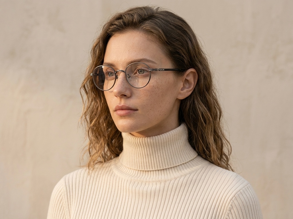 Gafas ovaladas de titanio negro #BS0218-0016