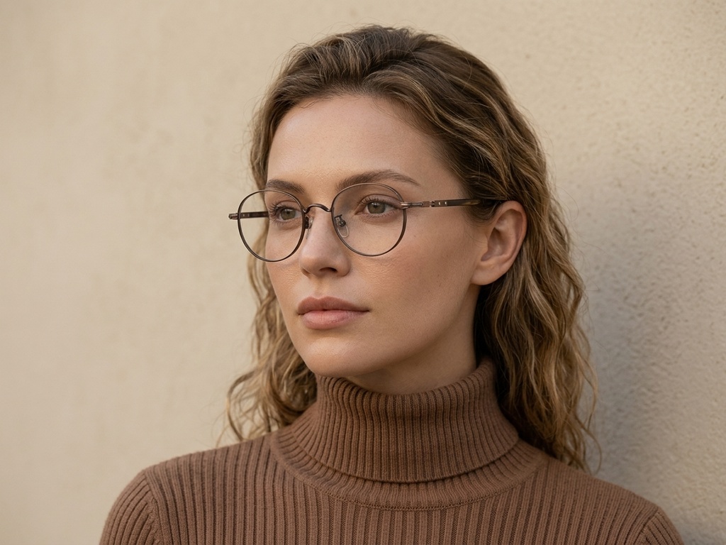 Gafas ovaladas de titanio marrón #BS0218-0017