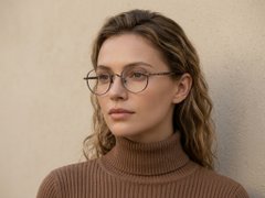 Gafas ovaladas de titanio marrón #BS0218-0017
