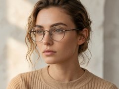 Gafas ovaladas de titanio marrón #BS0218-0018