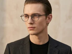 Gafas ovaladas de titanio negro #BS0218-0019