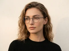 Gafas de titanio gris ovaladas #BS0218-0021