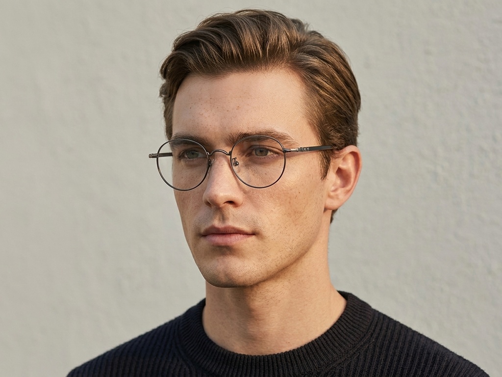 Gafas de titanio gris ovaladas #BS0218-0021