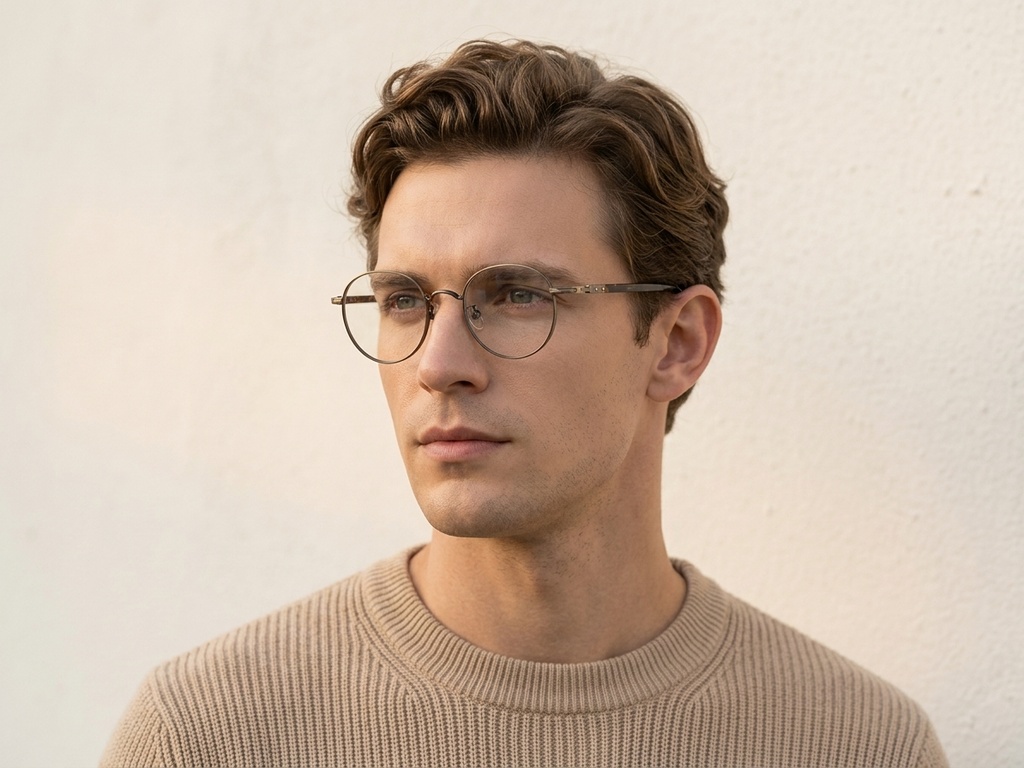 Oval Brown Titanium Glasses #BS0218-0023