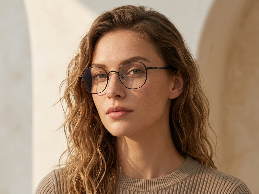 Lunettes ovales en titane noir #BS0218-0027