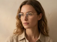 Oval Golden Titanium Glasses #BS0218-0028