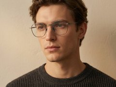 Oval Gray Titanium Glasses #BS0218-0030