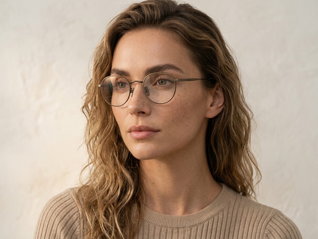 Round Brown Titanium Glasses #BS0218-0033