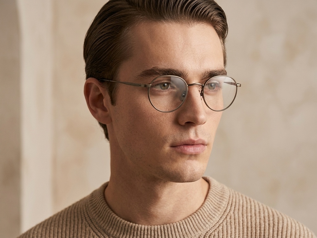 Round Brown Titanium Glasses #BS0218-0033