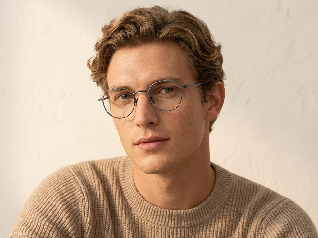 Round Gray Titanium Glasses #BS0218-0034