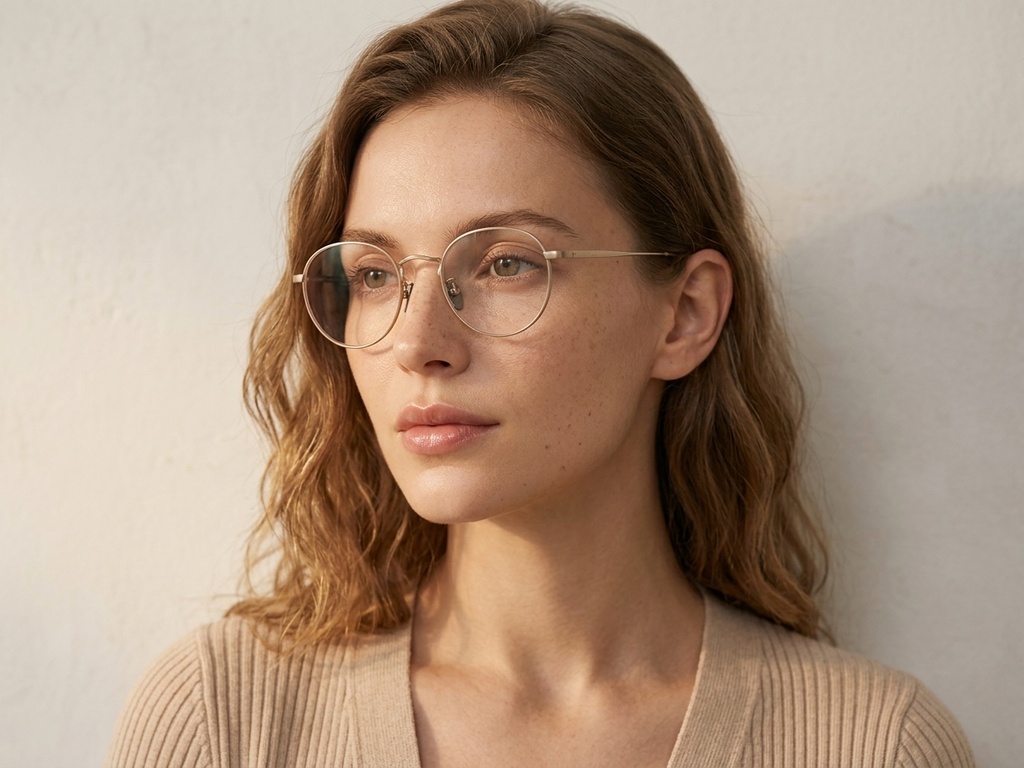 Oval Golden Titanium Glasses #BS0218-0036
