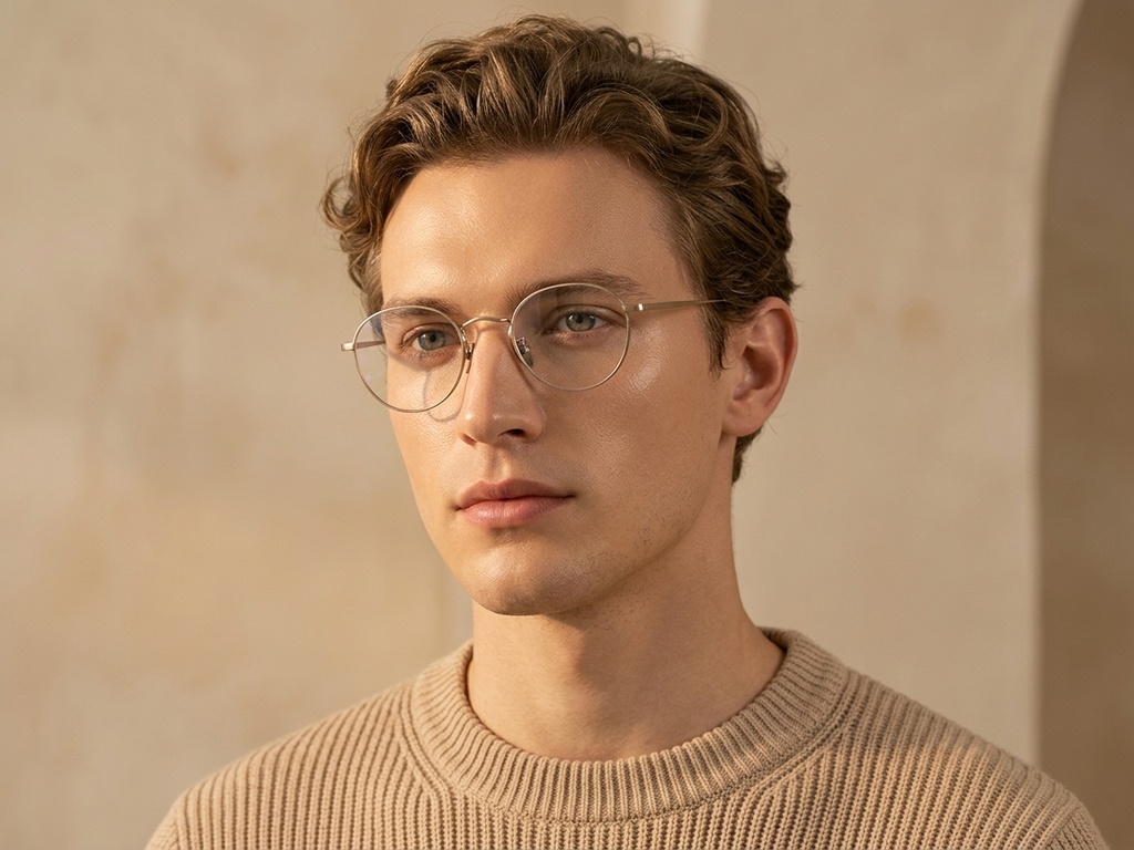 Oval Golden Titanium Glasses #BS0218-0036