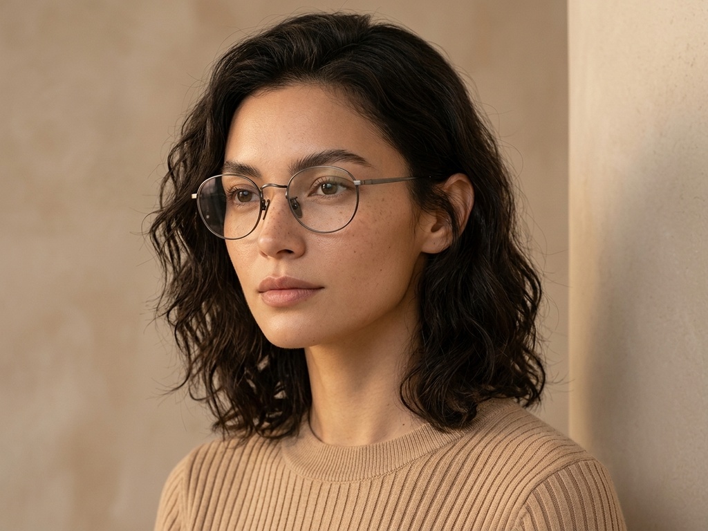 Gafas de titanio gris ovaladas #BS0218-0038