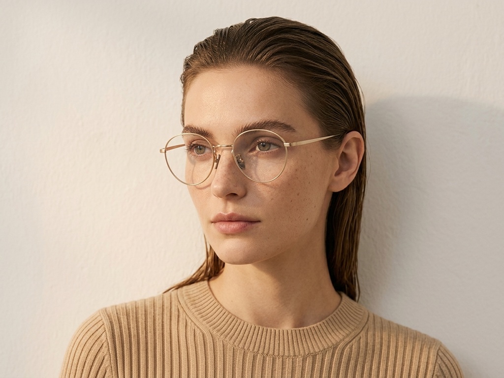 Oval Golden Titanium Glasses #BS0218-0040