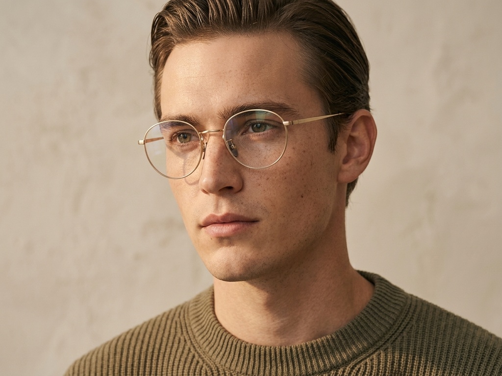 Oval Golden Titanium Glasses #BS0218-0040