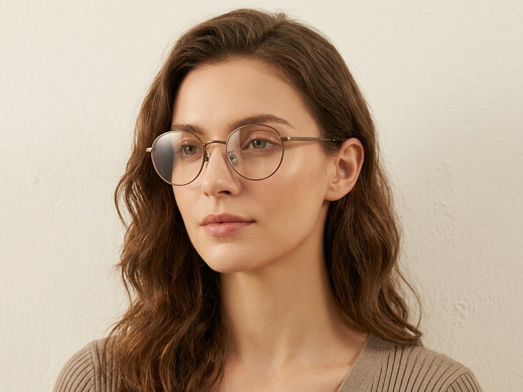 Oval Brown Titanium Glasses #BS0218-0041