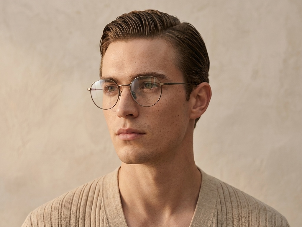 Oval Brown Titanium Glasses #BS0218-0041