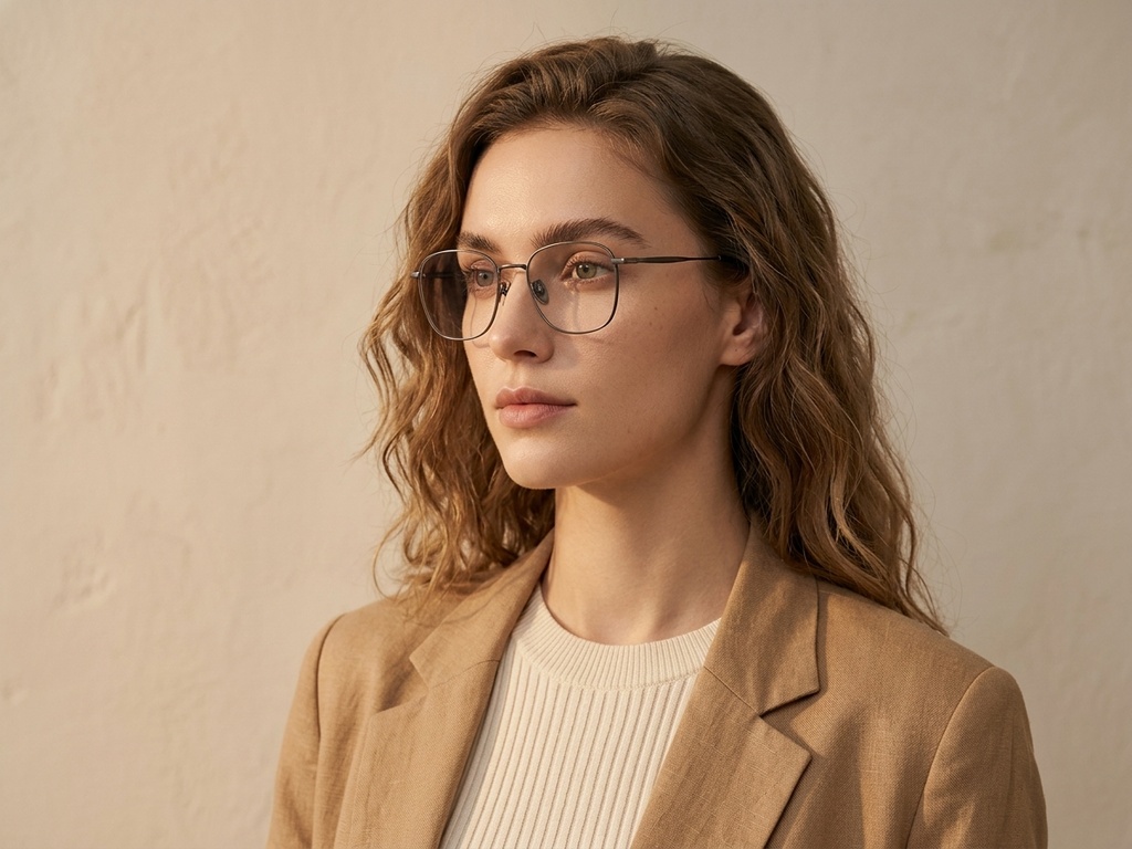 Rectangular Brown Titanium Glasses #BS0218-0060