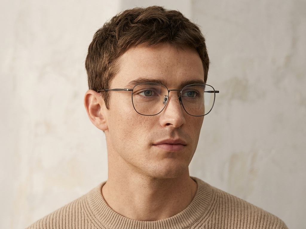 Rectangular Brown Titanium Glasses #BS0218-0060