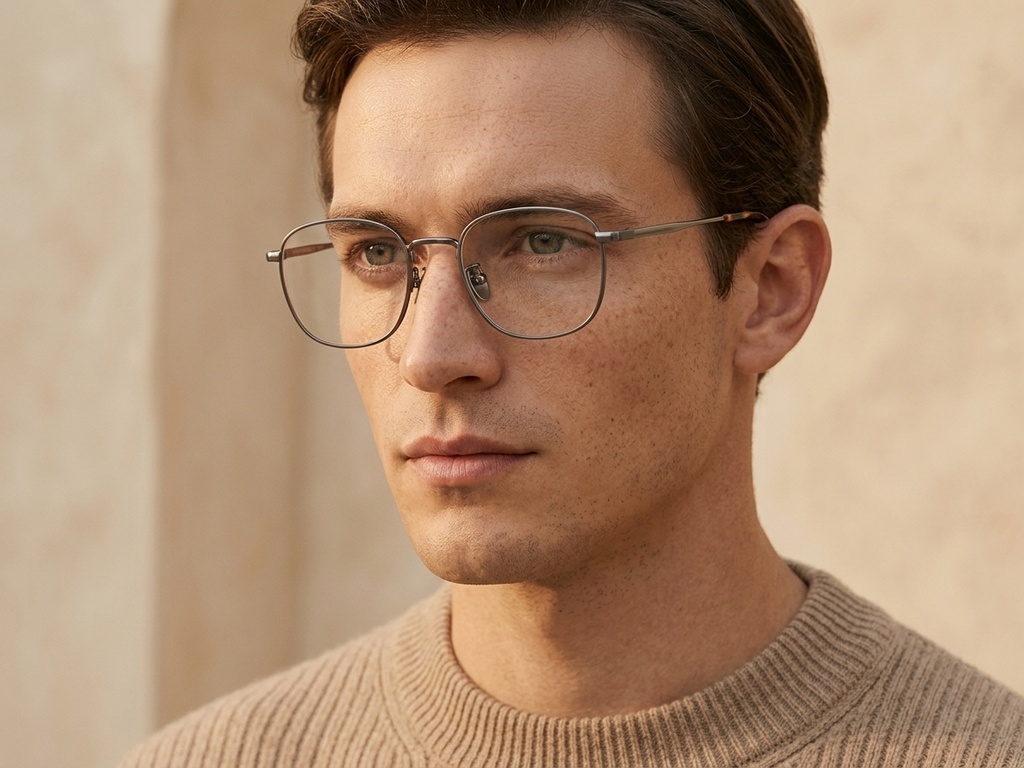 Rectangular Gray Titanium Glasses #BS0218-0062