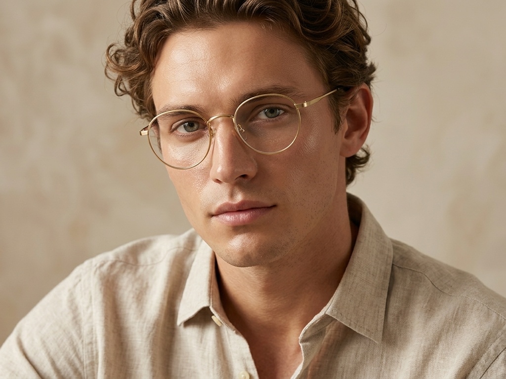 Oval Golden Titanium Glasses #BS0218-0068