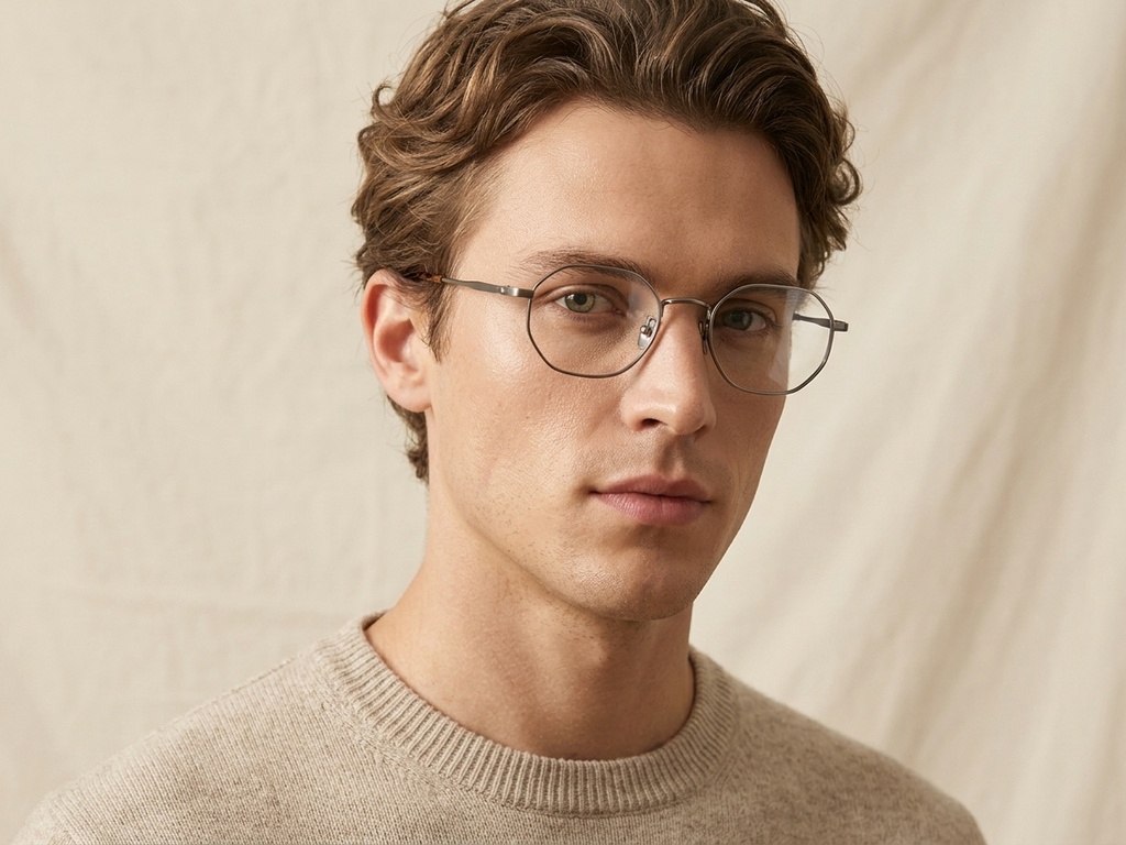 Oval Gray Titanium Glasses #BS0218-0071