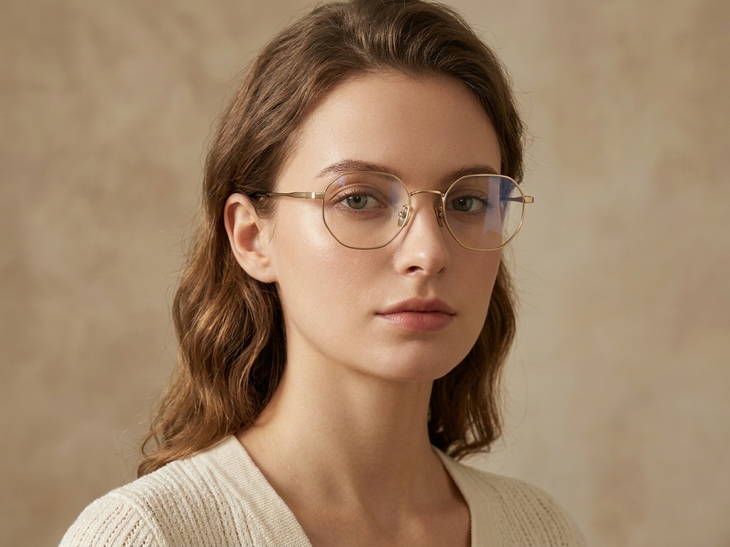 Oval Golden Titanium Glasses #BS0218-0073