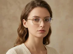 Oval Golden Titanium Glasses #BS0218-0073