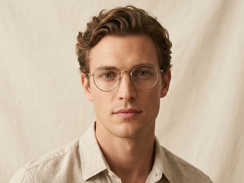 Oval Gray Titanium Glasses #BS0218-0076