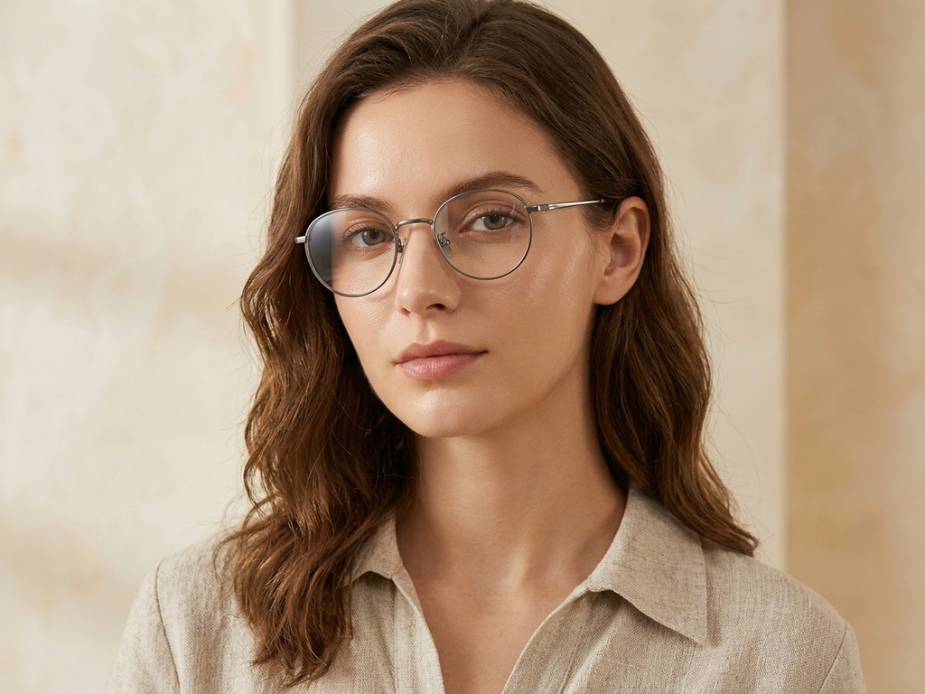 Oval Gray Titanium Glasses #BS0218-0077