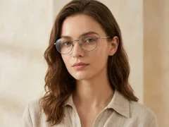 Oval Gray Titanium Glasses #BS0218-0077