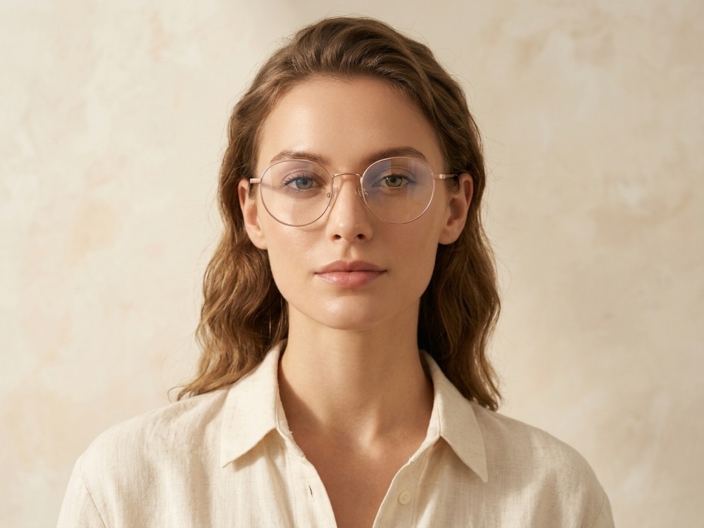 Oval Golden Titanium Glasses #BS0218-0078