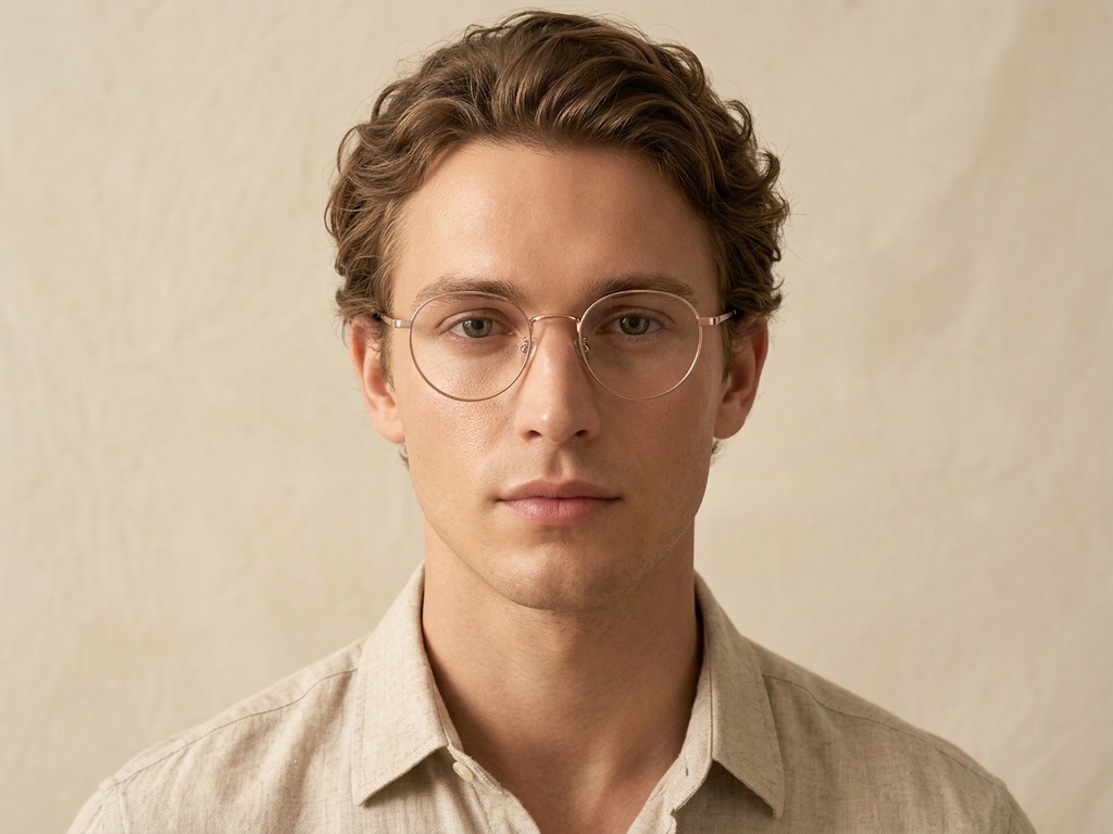 Oval Golden Titanium Glasses #BS0218-0078