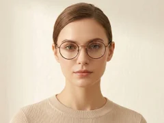 Round Brown Titanium Glasses #BS0218-0080