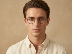 Round Brown Titanium Glasses #BS0218-0080