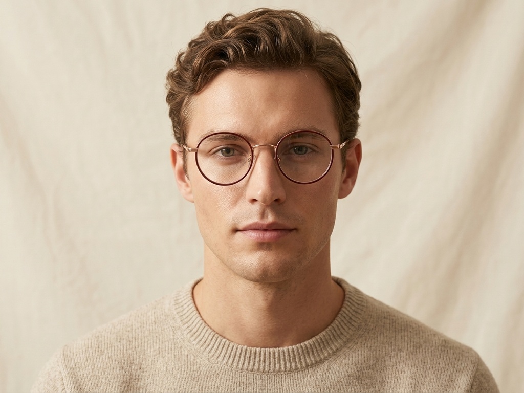 Round Red Titanium Glasses #BS0218-0082