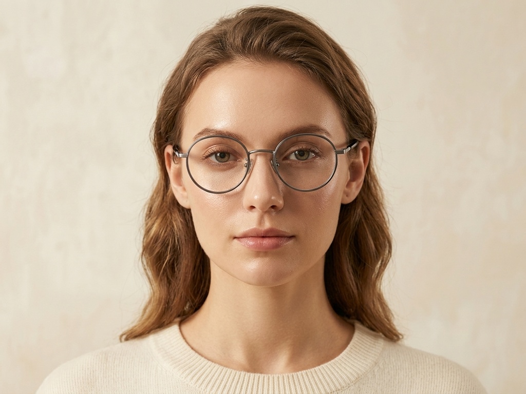 Round Black Titanium Glasses #BS0218-0083