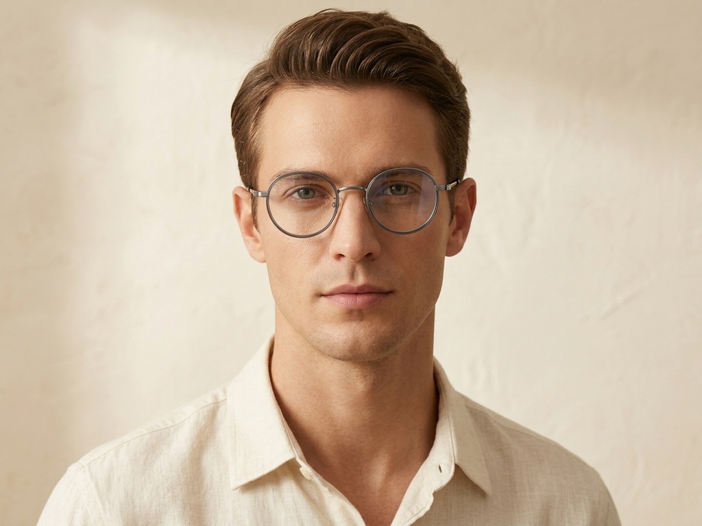 Round Black Titanium Glasses #BS0218-0083