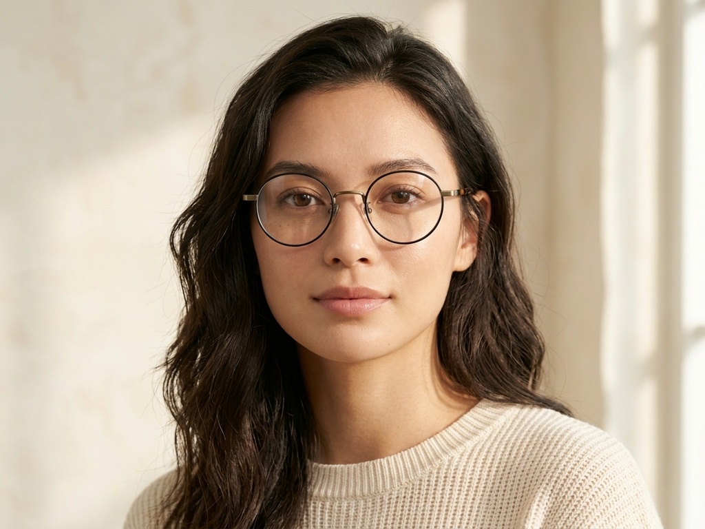 Round Black Titanium Glasses #BS0218-0085