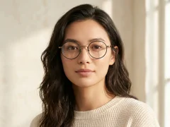Round Black Titanium Glasses #BS0218-0085