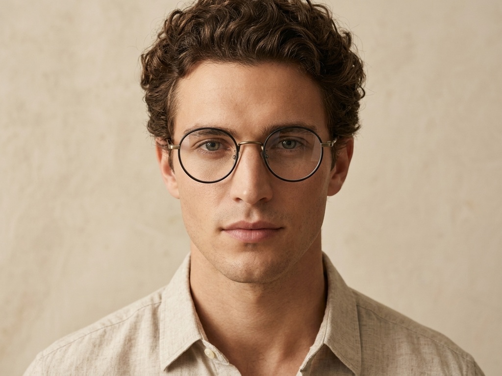 Round Black Titanium Glasses #BS0218-0085
