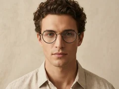 Round Black Titanium Glasses #BS0218-0085