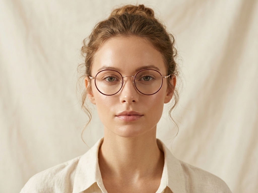 Round Red Titanium Glasses #BS0218-0086