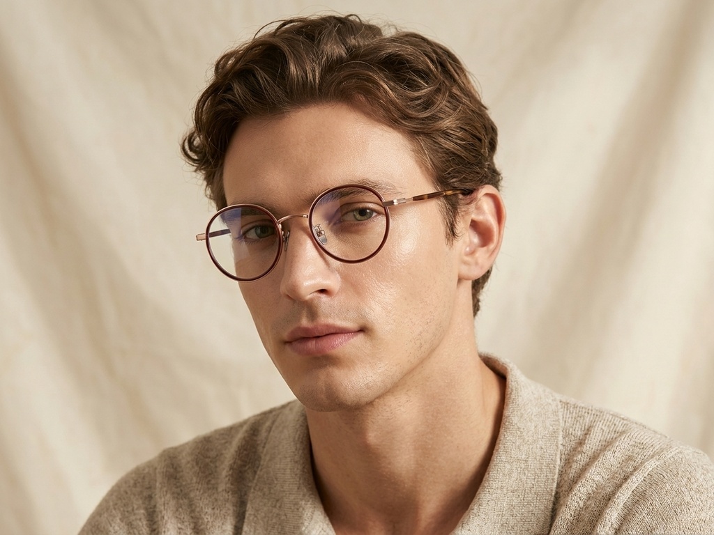 Round Red Titanium Glasses #BS0218-0086